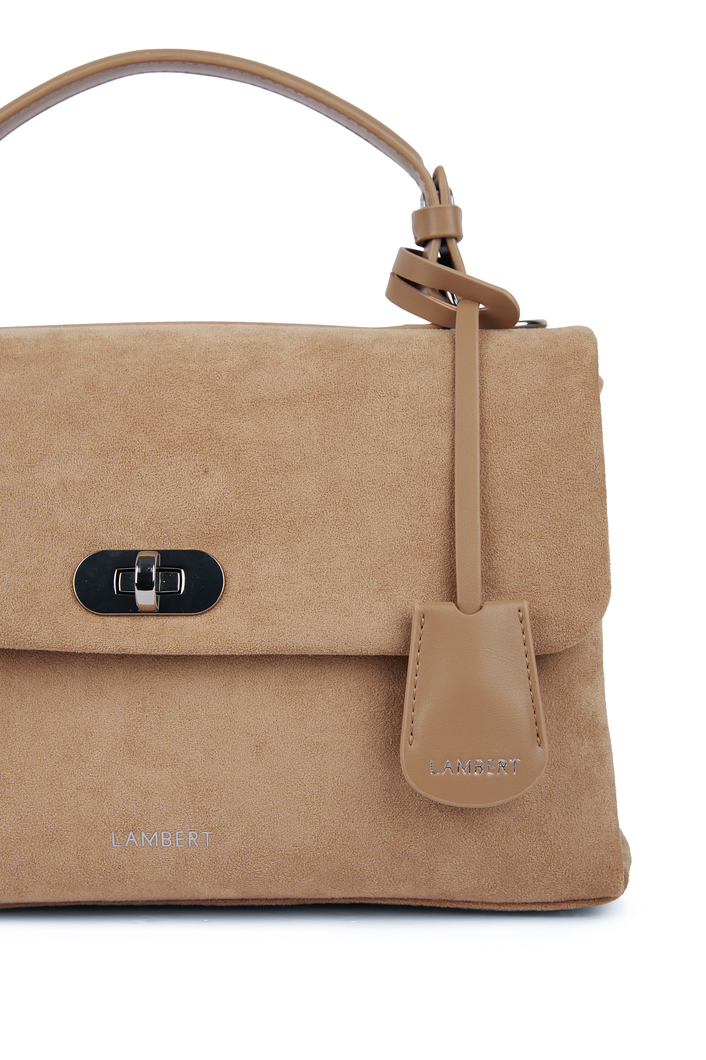 The Freya—2-in-1 handbag in beige vegan suede